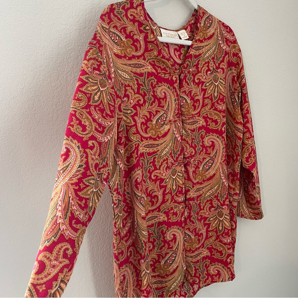 Vintage Victorias Secret Silk Paisley Print Nightgown Lingerie Gold Label - Picture 4 of 9